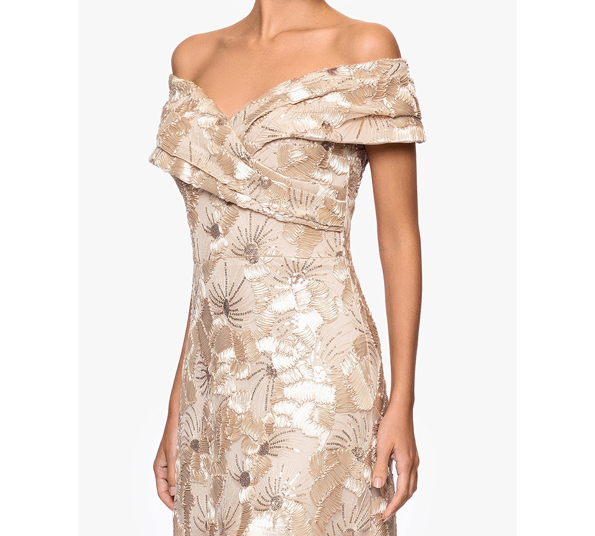 Betsy & Adam Women's Off-the-shoulder Dress In Gold