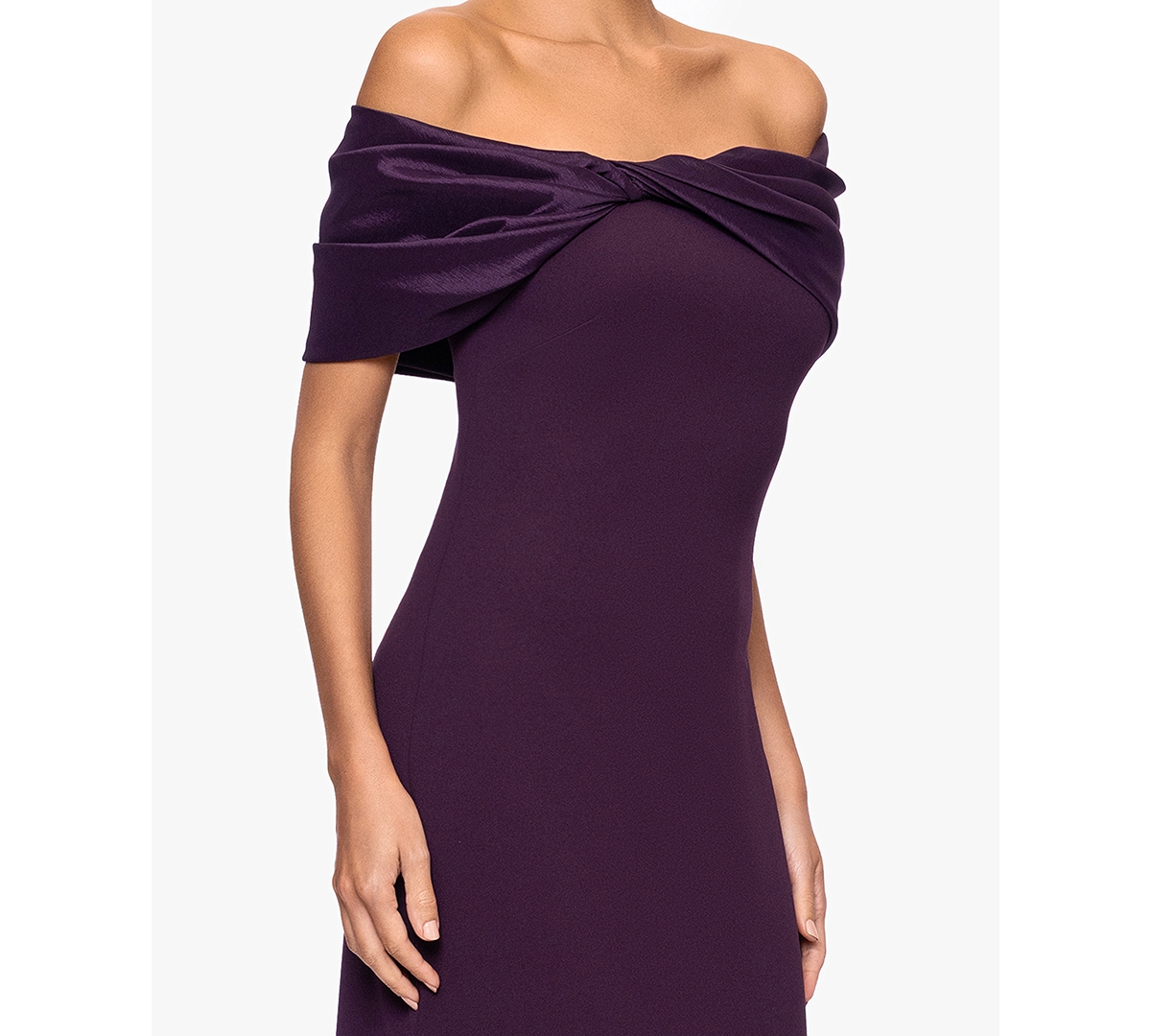 Betsy & Adam Women's Long Off-the-shoulder Dress In Brown