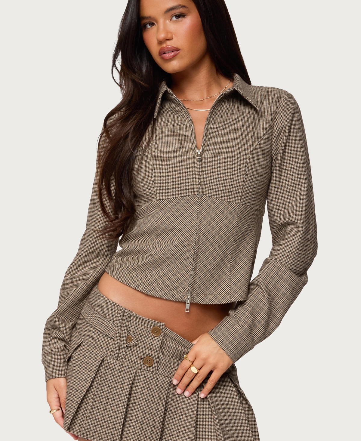 Edikted Women's Lockette Plaid Jacket