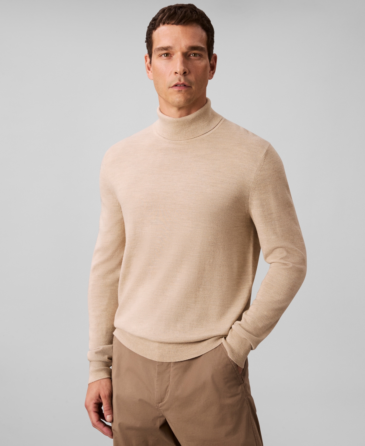 Calvin Klein Men's Merino Wool Blend Turtleneck Sweater In Neutral