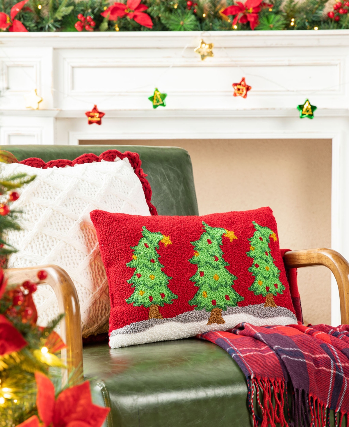 Glitzhome Christmas Gingerbread Man Shaped Pillow, 15" X 11"