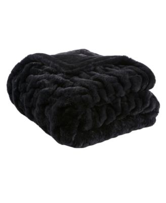 Ruched Reversible Faux-Fur Throw, 50" x 60"