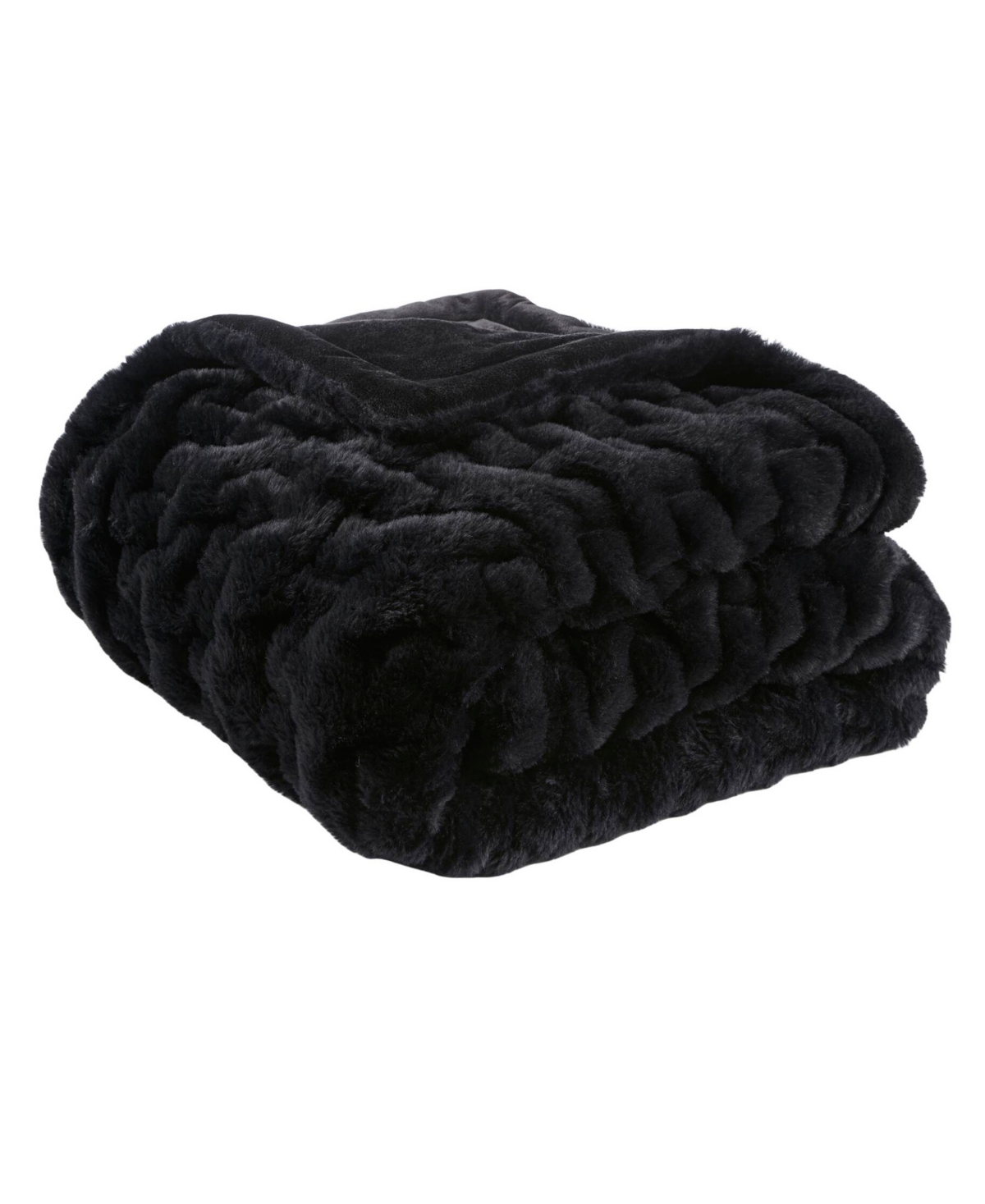 Madison Park Ruched Reversible Faux-Fur Throw, 50" x 60"