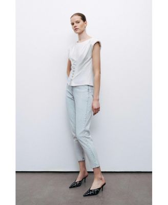 Women's T-Shirt with Agraffe Accessory Detail