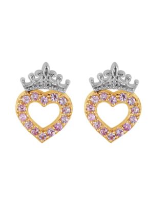 Disney - Cubic Zirconia Heart Stud Earrings in 10k Yellow Gold