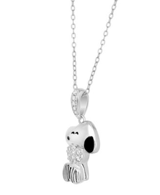 2-Pc. Cubic Zirconia Snoopy Necklace and Earrings Set in Sterling Silver