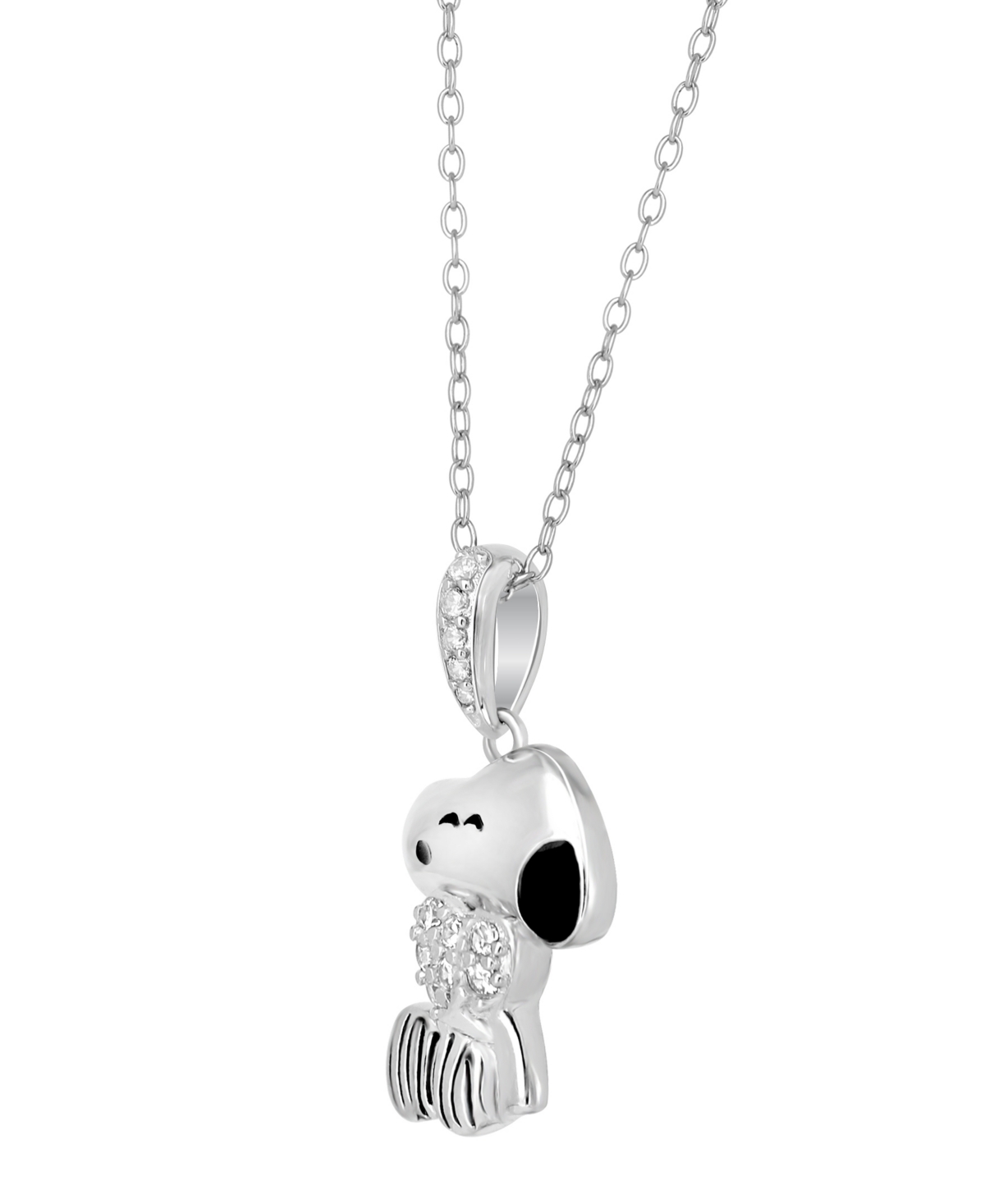 Macy's 2-Pc. Cubic Zirconia Snoopy Necklace and Earrings Set in Sterling Silver