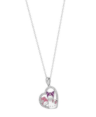 Cubic Zirconia Hello Kitty Friends Pendant Necklace in Sterling Silver