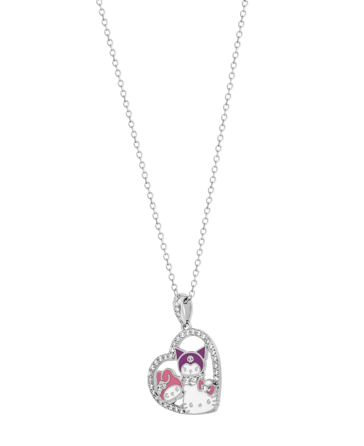 Macy's Cubic Zirconia Hello Kitty Friends Pendant Necklace In Sterling Silver In Multi