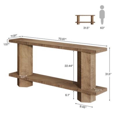 71-Inch Long Console Table for Entryway, Wooden Sofa Table Behind Couch