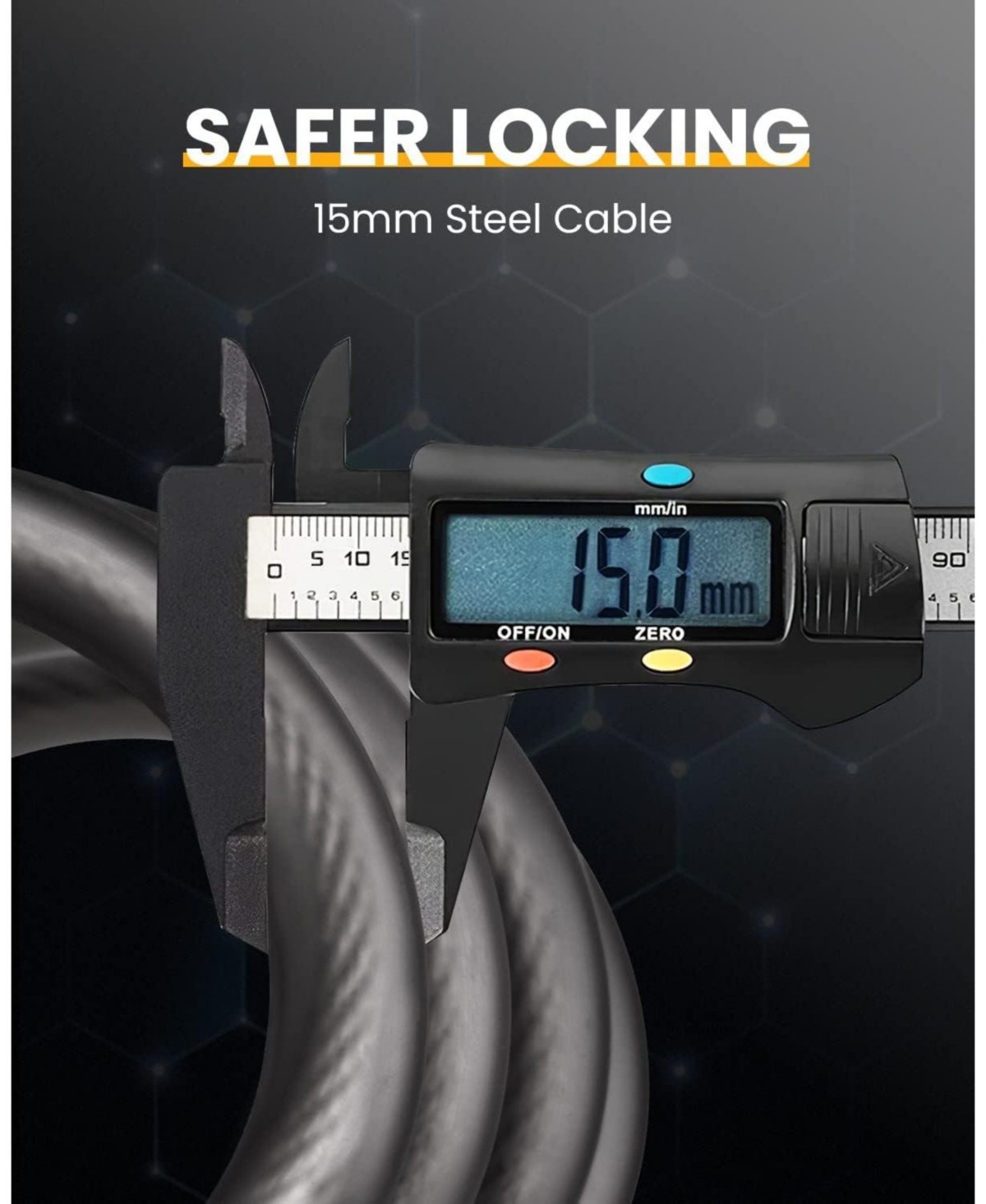 Batfox Bike Lock Cable with Combination, Heavy-Duty 5-Digit Resettable Bicycle Anti-Theft, w/ Mounting Bracket for and Scooters