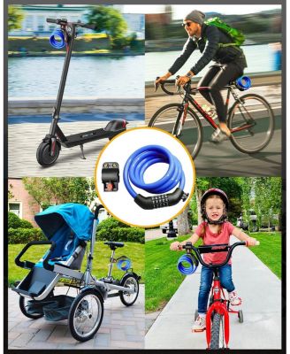 Bike Lock Cable with Combination, Heavy-Duty 5-Digit Resettable Bicycle Lock Anti-Theft, w/ Mounting Bracket for Bicycle and Scooters