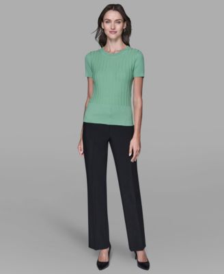 Women's Ribbed Short-Sleeve Sweater 