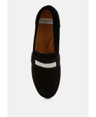 Womens New Ode Rhinestone Penny Strap Loafers