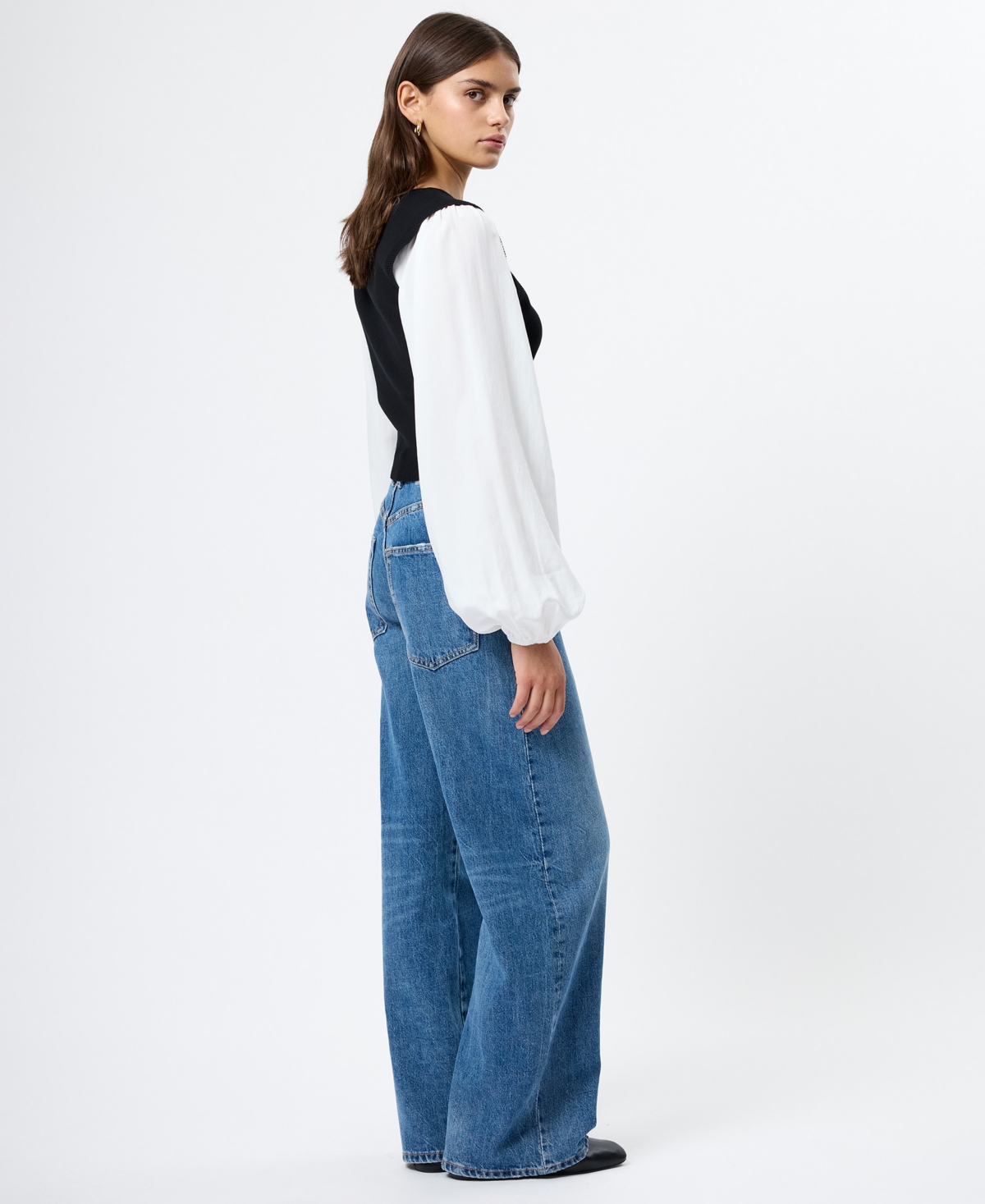 French Connection Women's Shirting Combo Long-Sleeve Top