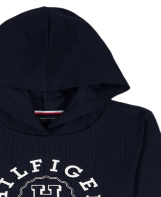 Girls' 7-16 Rib Popover Long-Sleeve Hoodie