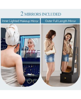 Standing Jewelry Cabinet with Full-Length Mirror & Storage