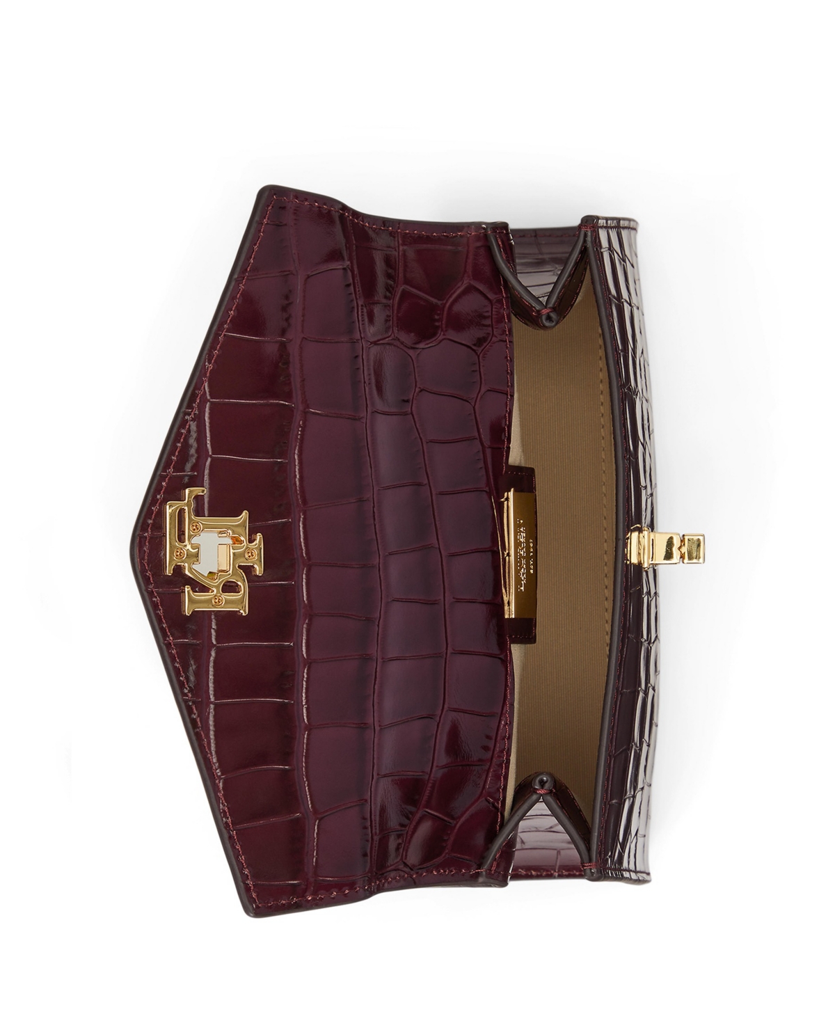 Ralph Lauren Embossed Farrah Small Satchel Bag In Burgundy