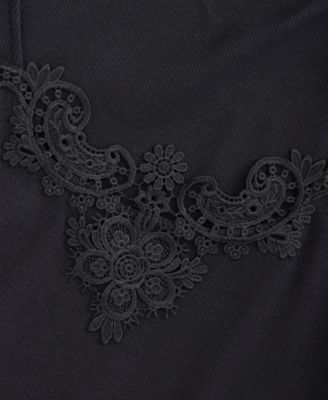 Women's Knit Short-Sleeve Lace-Inset Top