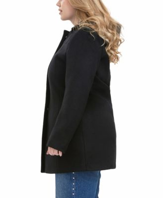 Plus Size Hooded Wool Blend Coat