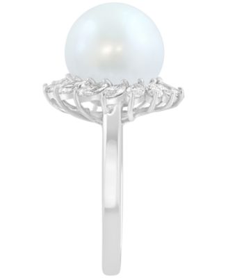Freshwater Pearl (11mm) and Lab Grown Diamond Ring (7/8 ct. t.w.) in 14K White Gold