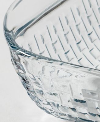 Glass Square Basketweave Embossed Cake Dish