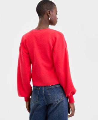 Women's Blouson Sleeve Heart-Button Cardigan, Macy's Exclusive