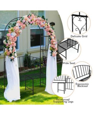 Steel Garden Arch with 2-Seat Bench