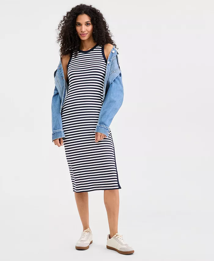 Women's Ribbed Knit Midi Dress