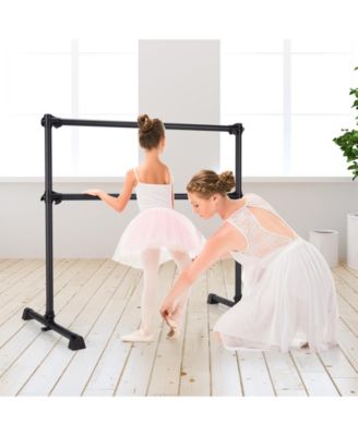 4 Feet Double Ballet Barre Bar With Adjustable Height-Black.
