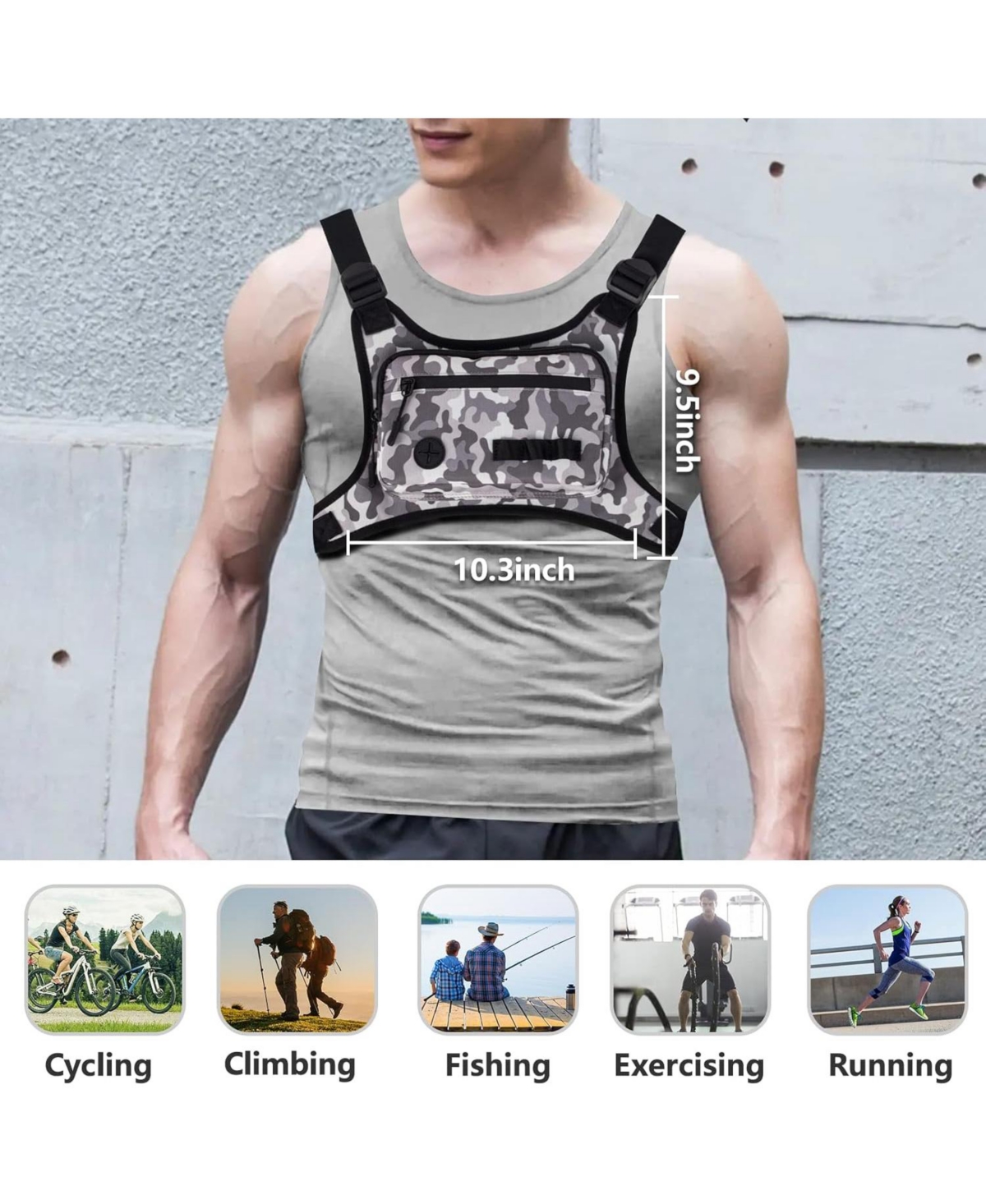 Lightweight Running Chest Pack: Outdoor Sports Vest Bag with Phone Holder for Cycling, Hiking, Workout, Skiing - Men & Women (Navy Blue)