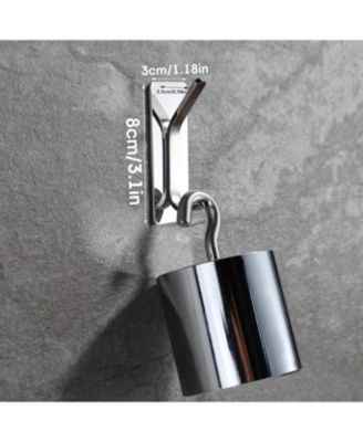 Adhesive Hooks -4 Packs Wall Hooks for Hanging Towels, Clothes, Robes Stick On Towel Hooks No Drill for Bathrooms Kitchen Stainless Steel