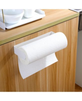  11.2"×1.8"×4.3" with 1.2"  Adhesive Paper Towel Holder Under Cabinet - Stainless Steel Paper Towel Rack Stick on Wall Mount for Kitchen, White