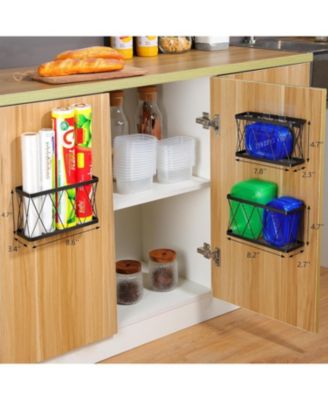 3 Pack Adhesive Cabinet Organizer - Wall Mounted Pantry Door Organizer Bin Holder for Tupperware Lid Kitchen Wall Under Sink Basket Slim Space Black