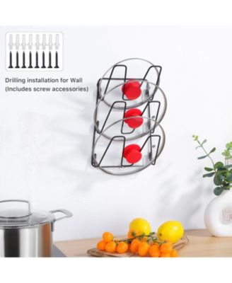 2 Pack Pot Lid Organizer for Cabinet, 6-Tier Pot Lid Holder Over Cabinet Door, Pot Lid Rack for Kitchen Cabinet Organizer, Inside the Cabinet Pots