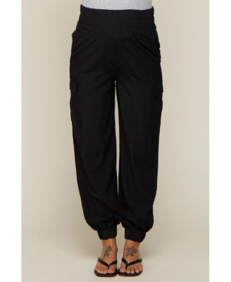 Maternity Black Cargo Pocket Joggers
