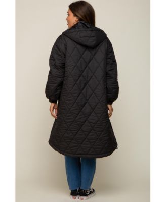Maternity Olive Quilted Long Puffer Jacket