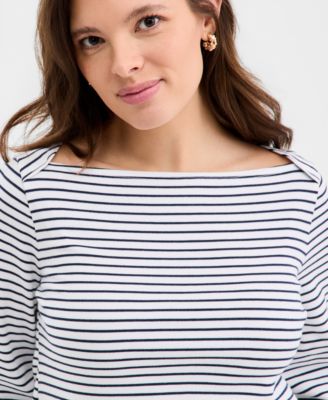 Women's Knit Long-Sleeve Boat-Neck Top, Macy's Exclusive