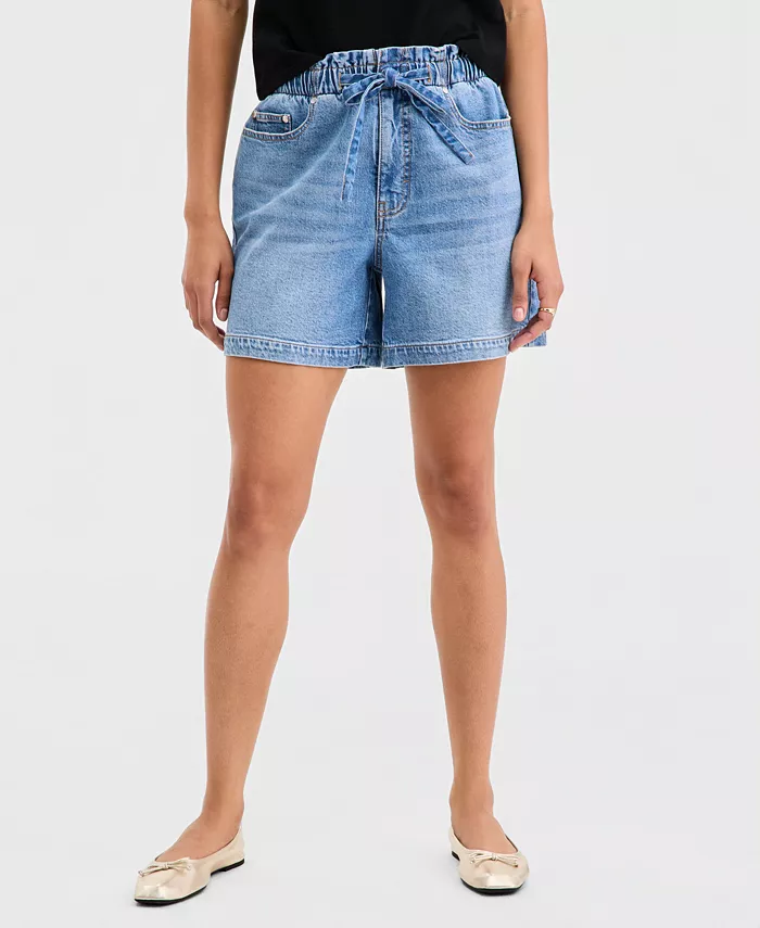 Women's High-Rise Paperbag-Waist Jean Shorts - thumbnail 4