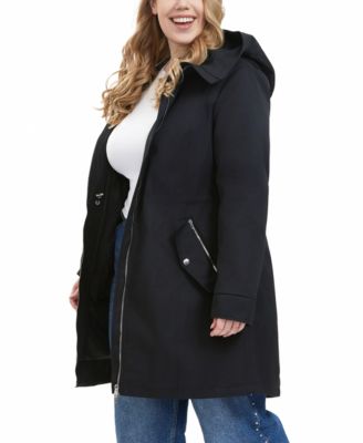 Plus Size Hooded Water-Resistant Coat