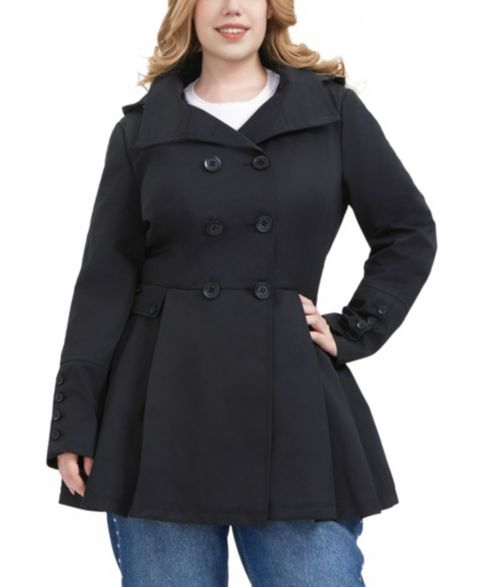 Женские куртки BGSD Plus Size Hooded Fit & Flare Trench Coat