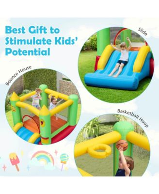 Playhouse & Playsets Inflatable Bounce House Kids Blow-up Bouncer with Slide with 480W Blower