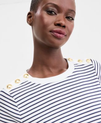 Women's Knit Short-Sleeve Button-Shoulder Top, Macy's Exclusive