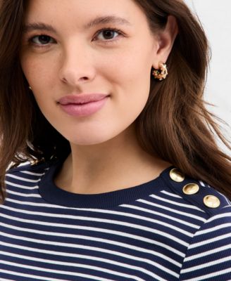 Women's Knit Long-Sleeve Button-Shoulder Top, Macy's Exclusive