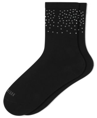 Women's 2-Pack Rhinestone Border Crew Socks