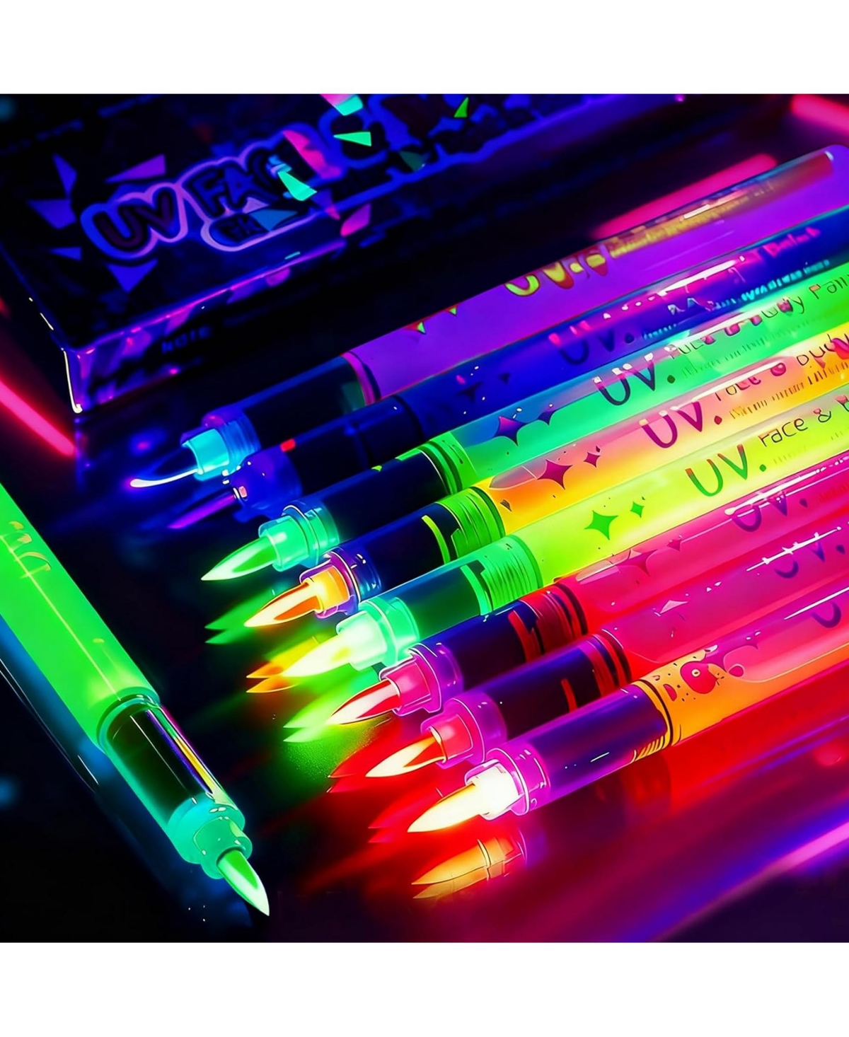 Htutwoo 8 Colors Face Paint Markers, Makeup Glowing Face Painting Pens Kit for Adult Festival Glow Party