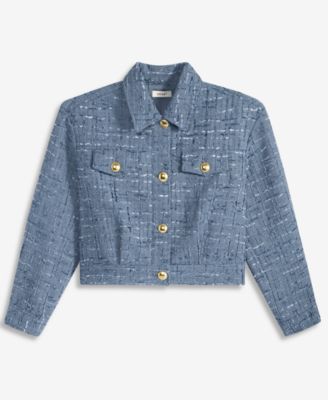 Women's Woven Solid Cropped Tweed Jacket, Macy's Exclusive
