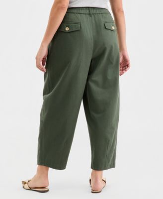 Women's Pleated Barrel-Leg Ankle Pants