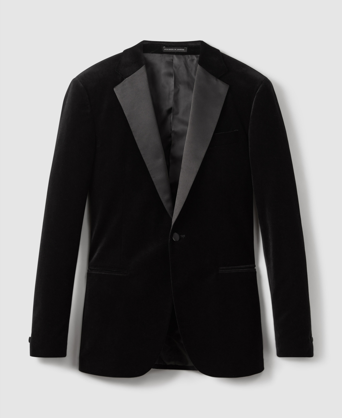 Reiss Men's Velvet Single-breasted Tailored Fit Blazer In Black