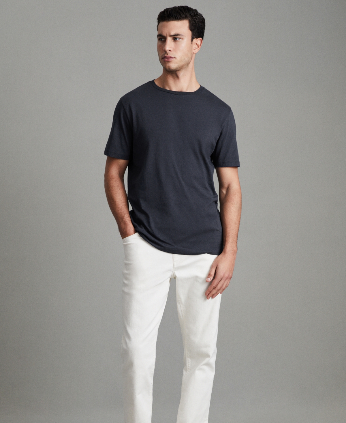 Reiss Men's Cotton Crew Neck T-shirt In Blue